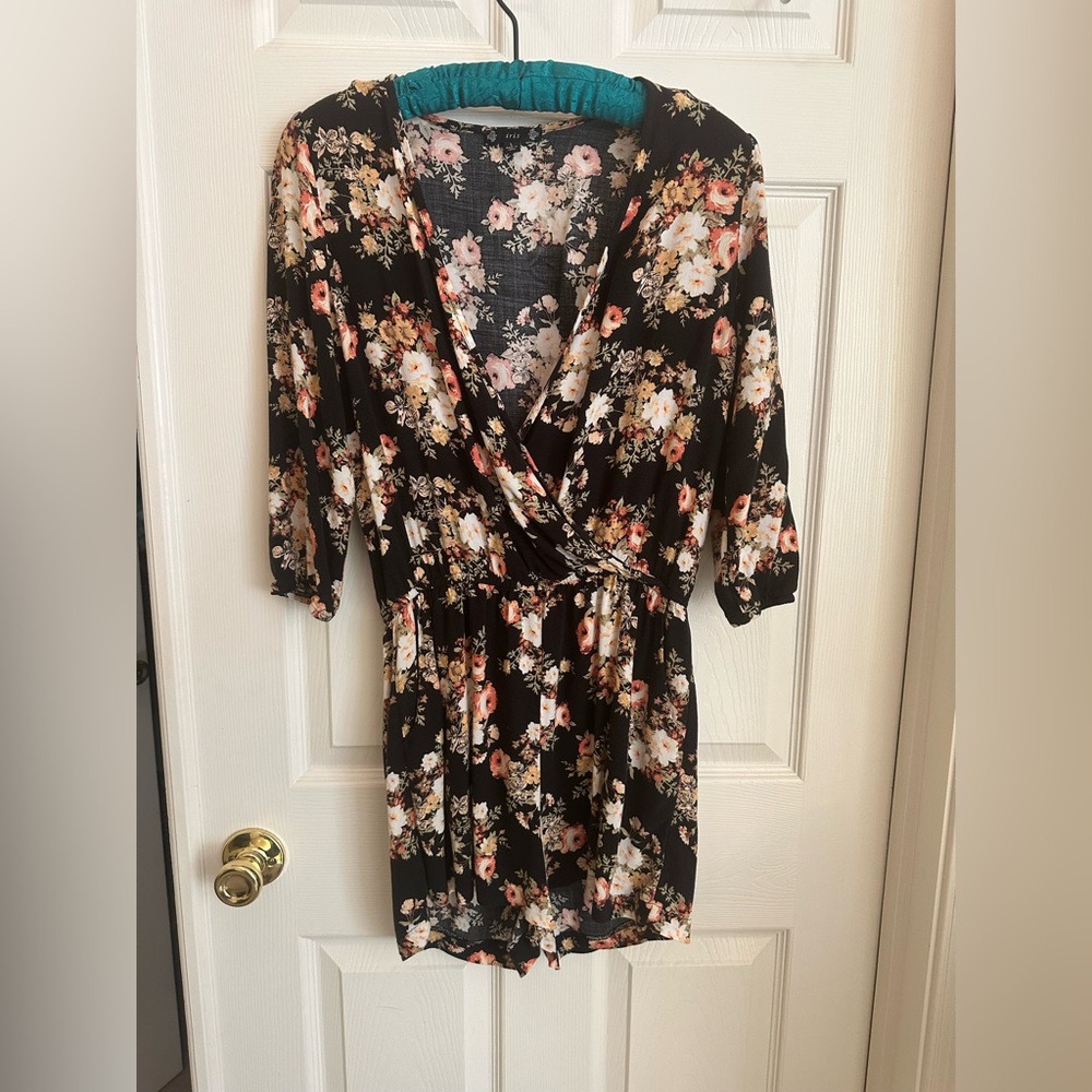 Deep V Floral Romper